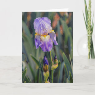 Cartão de Nota Floral de Flor de Íris Roxa
