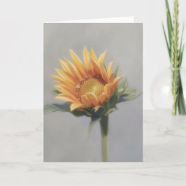 Cartão de Nota Floral de Girassol de Arte em Aquar