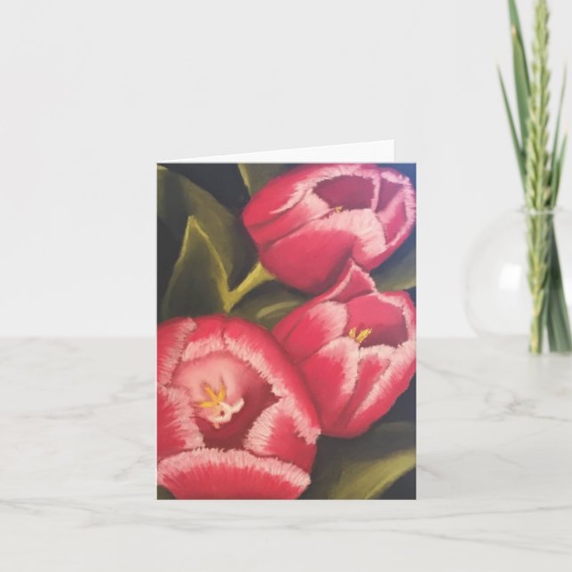 cartão de nota floral de tulipas vermelha (Frente)