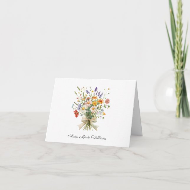 Cartão de Nota Floral Elegante (Frente)
