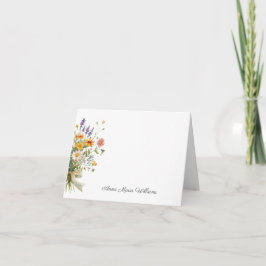 Cartão de Nota Floral Elegante Aquarela