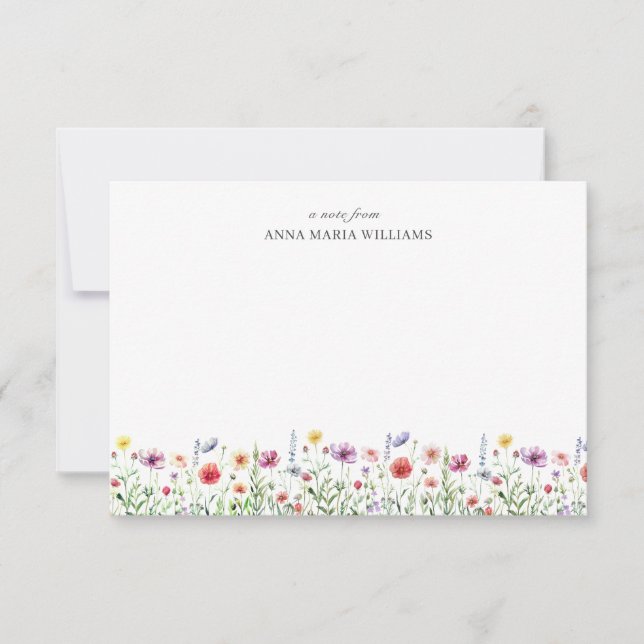 Cartão de Nota Floral Elegante Chic (Frente)