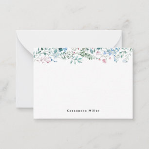 Cartão de Nota Floral   Minimalista Elegante de Pr