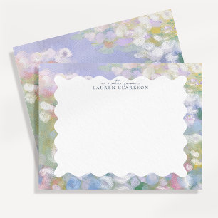 Cartão de Nota Floral Pastel Elegante Ondulado