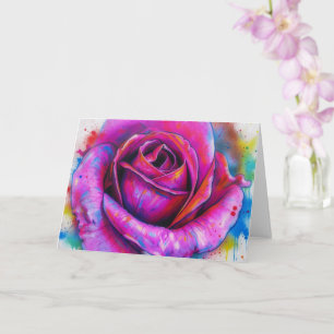 Cartão de Nota Floral Rosa Arte Murais Rosa