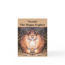Cartão de nota "Gordo" o Gopher feliz