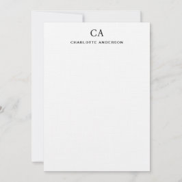 Cartão de Nota Inicial Simples preto Moderno Monog