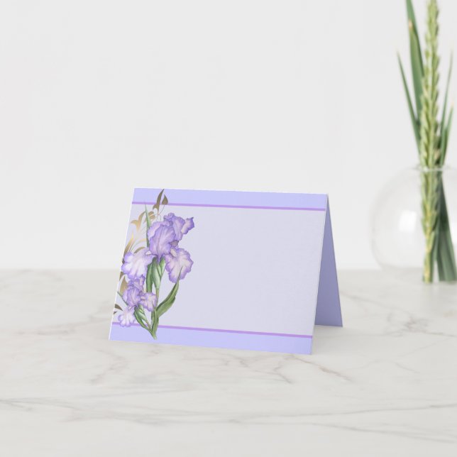Cartão de Nota Íris Doblado-Irises Roxas-Pequeno (Frente)