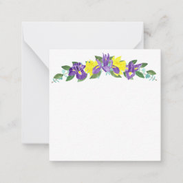 Cartão de Nota Iris e Daffodil Watercolor