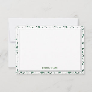 Cartão de nota liso claro das samambaias