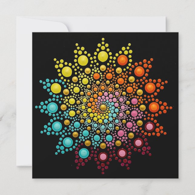 Cartão de Nota Mandala Arco-Íris Colorido (Frente)