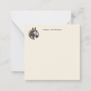 Cartão de Nota Monograma De Cavalo Vintage