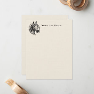 Cartão de Nota Monograma De Cavalo Vintage