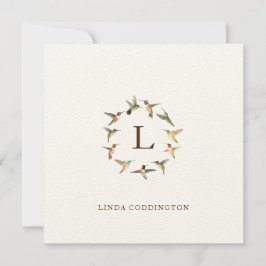 Cartão de Nota Monograma de Hummingbird