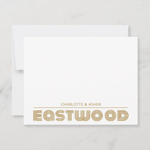 Cartão de Nota Monograma de Nome Dourado de Casal