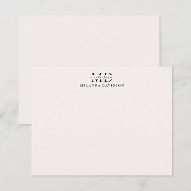 Cartão de Nota Monograma Mínimo (Frente/Verso)