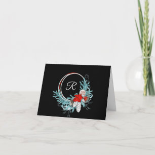 Cartão de nota Monogrammed preto do feriado da