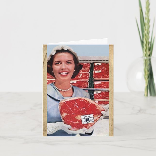 Cartão de Nota "Mostrando um Bife" com Estilo de V (Frente)