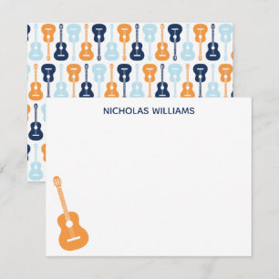 Cartão de Nota Musical de Guitarra Azul e Laranja