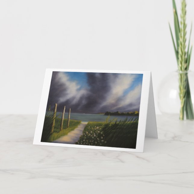 Cartão de nota:  "Navegando à península azul " (Frente)