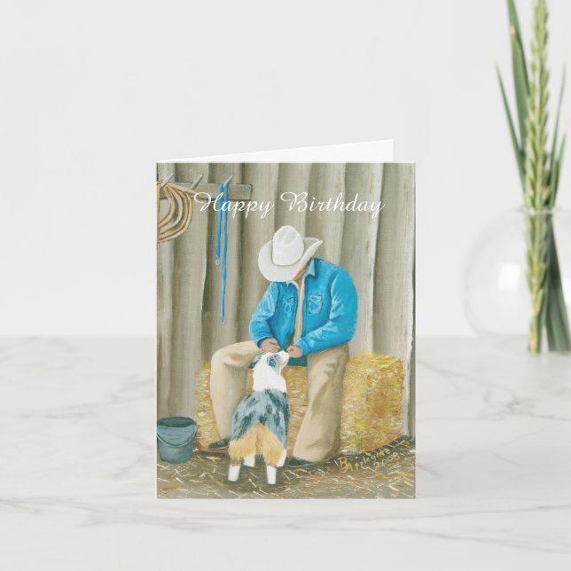 Cartão de nota ocidental do aniversário da arte do (Frente)