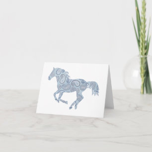 Cartão de Nota para Cavalo de Paisley Rosa