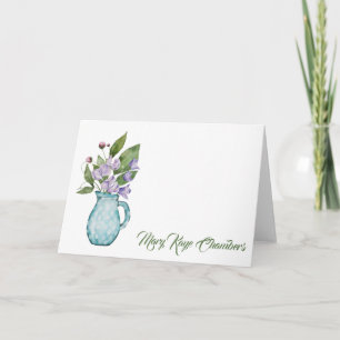 Cartão de Nota para Flores de Ervilha Púrpura de Á