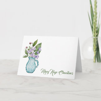 Cartão de Nota para Flores de Ervilha Púrpura de Á