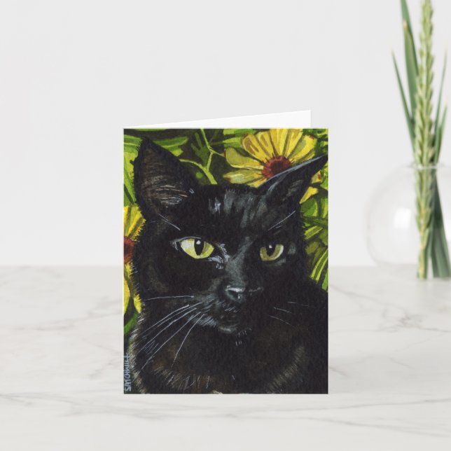 Cartão de Nota para Gato Preto (Frente)