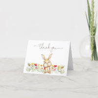 Cartão De Nota Para O Chá de fraldas Bunny Obrigad