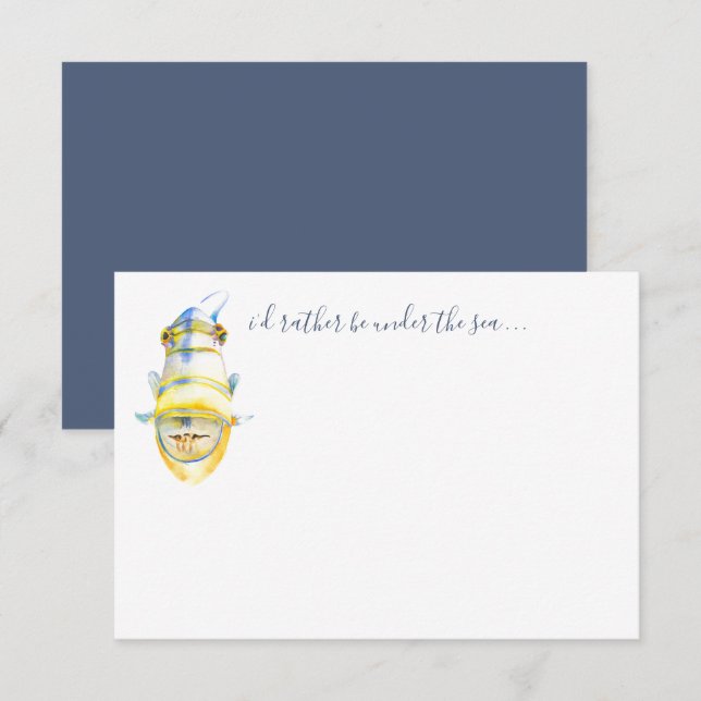 Cartão de Nota para Peixe Tropical de Cores Aquáti (Frente/Verso)