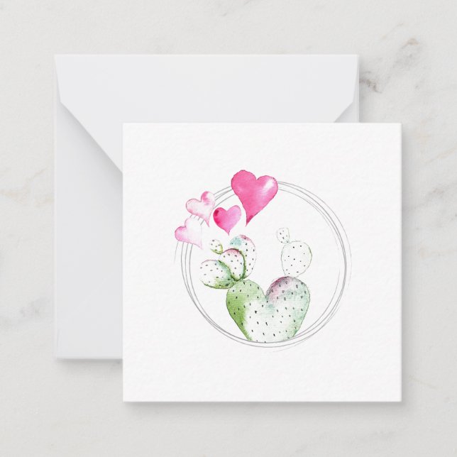 Cartão de Nota para Planta de Cactus Coração Cuta (Frente)