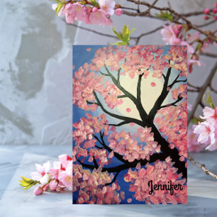 Cartão de Nota Personalizada Cherry Blossom