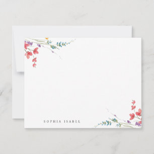 Cartão de Nota Personalizada de Papelaria de Flor 