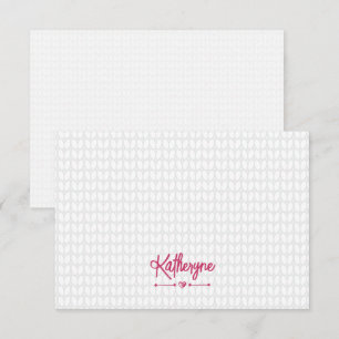Cartão de Nota Personalizada do Knit Rosa Quente