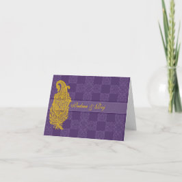 Cartão de Nota Personalizada Dourada e Roxo