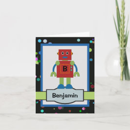 Cartão de Nota Personalizada Red Robot para Crianç