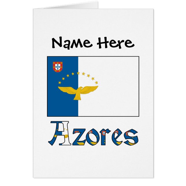 Cartão de Nota Personalizado Açores e Bandeira Aço (Frente)