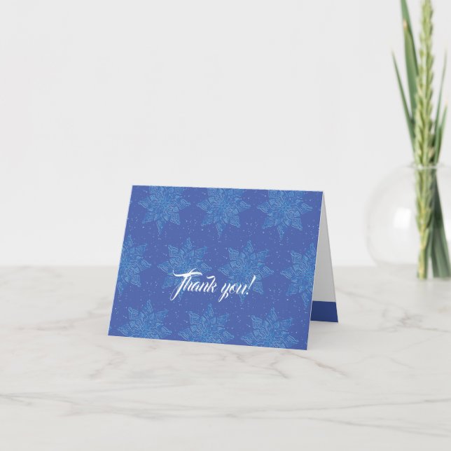 Cartão de Nota Personalizado Azul Floco de Neve de (Frente)