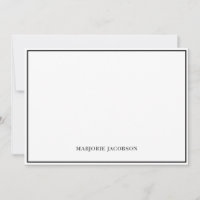 Cartão de Nota Personalizado Branco e Preto