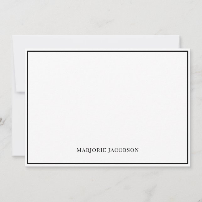 Cartão de Nota Personalizado Branco e Preto (Frente)