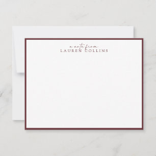 Cartão de Nota Personalizado Cabernet Minimalista
