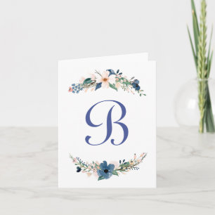 Cartão de nota personalizado com flores em aquarel