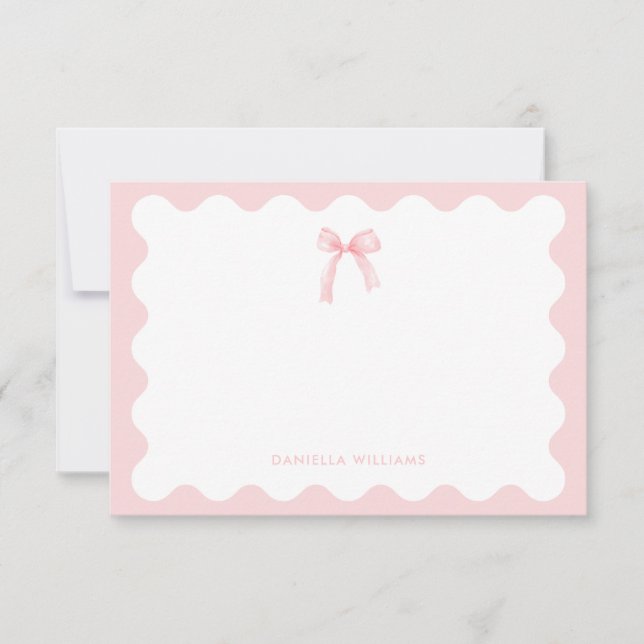 Cartão de Nota Personalizado com Laço de Aquarela  (Frente)