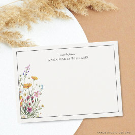 Cartão de Nota Personalizado Elegante Boho Chic