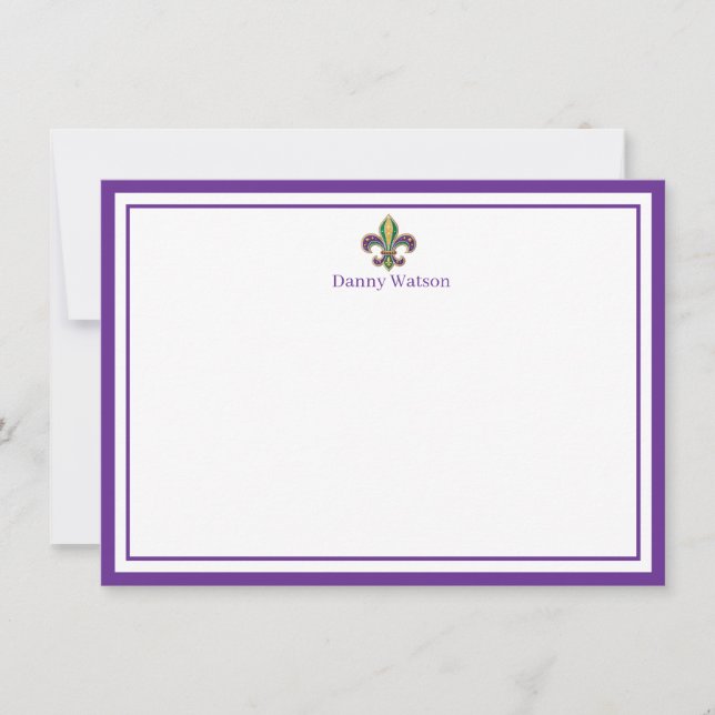 Cartão de Nota Personalizado Fleur De Lis (Frente)