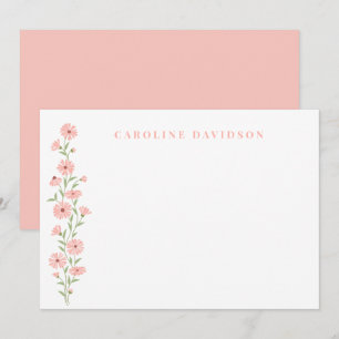 Cartão de Nota Personalizado Flor de Pêssego Minim