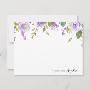 Cartão de nota personalizado floral de lavanda