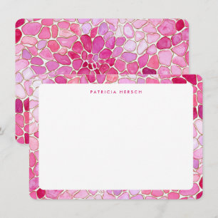 Cartão de Nota Personalizado Rosa Mosaico Menina F