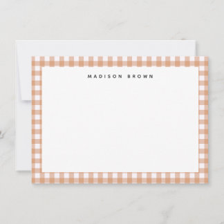 Cartão de Nota Personalizado Xadrez Gingham Vermel